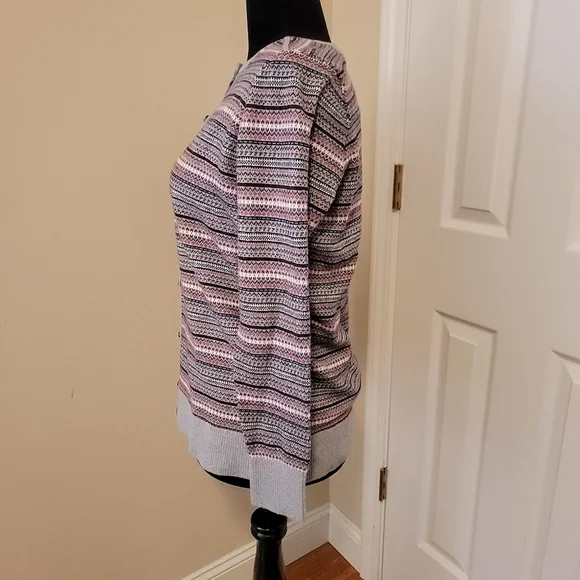 L.L. Bean Vintage Multicolor Pattern Cardigan Sweater Size L - Picture 3 of 8